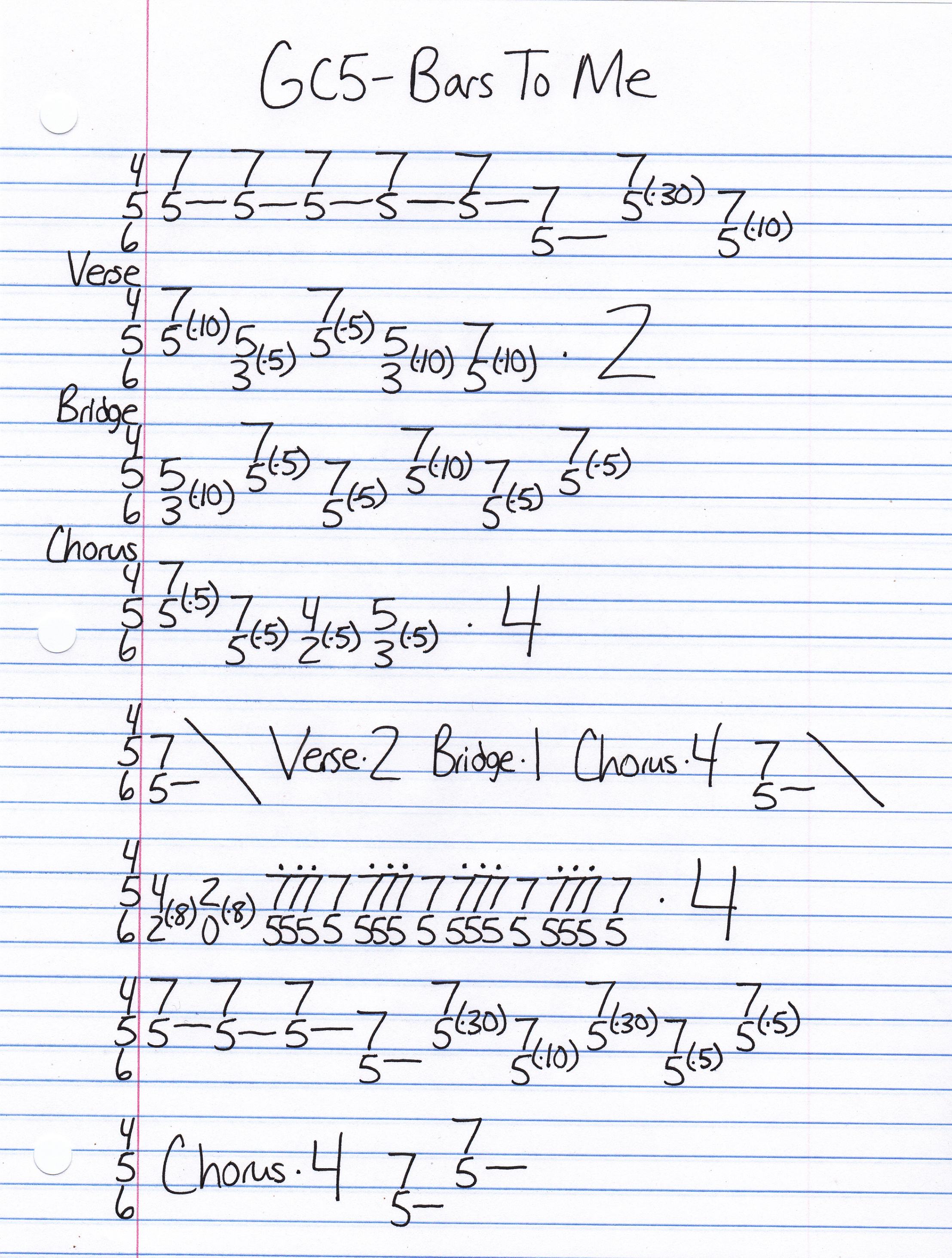 High quality guitar tab for Bars To Me by The Gc5 off of the album Kisses From Hanoi. ***Complete and accurate guitar tab!***